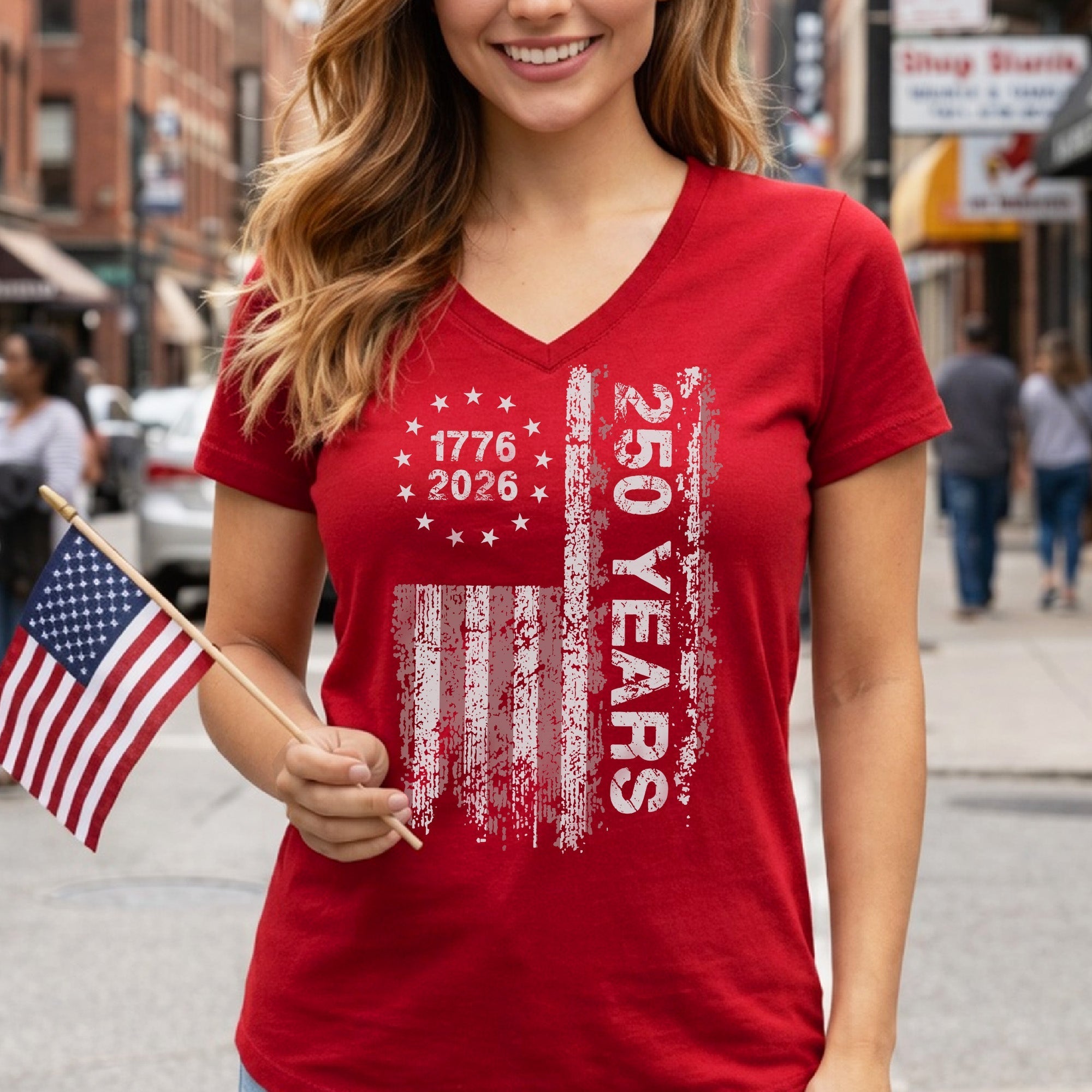 America's 250th Anniversary Patriotic Flag - 1776-2026 Grunge Style Unisex Shirt