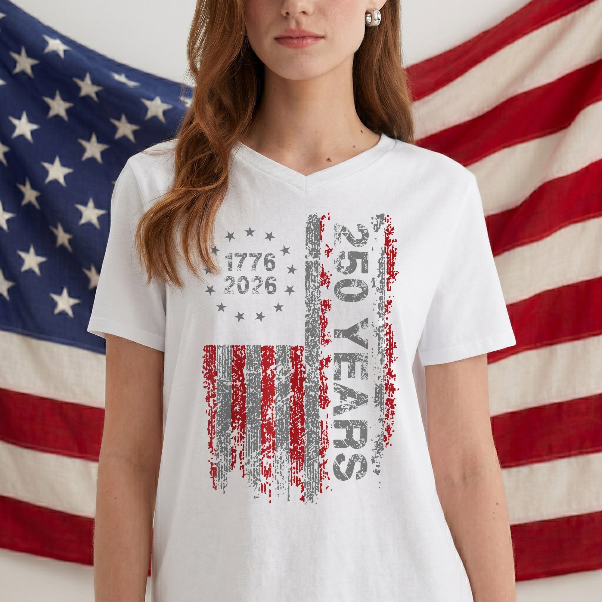 America's 250th Anniversary Patriotic Flag - 1776-2026 Grunge Style Unisex Shirt