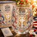 America 250 Cross Faith Commemorative Glass Cup Gift Set