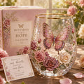 Pink Butterfly Rose Glass Gift Set