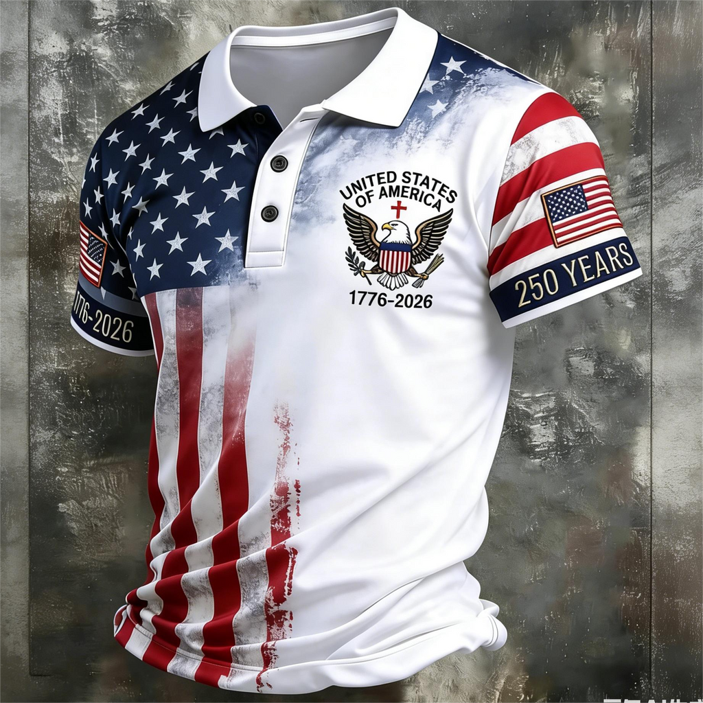 Men's American 250th Anniversary Casual Short-Sleeve Polo Shirt