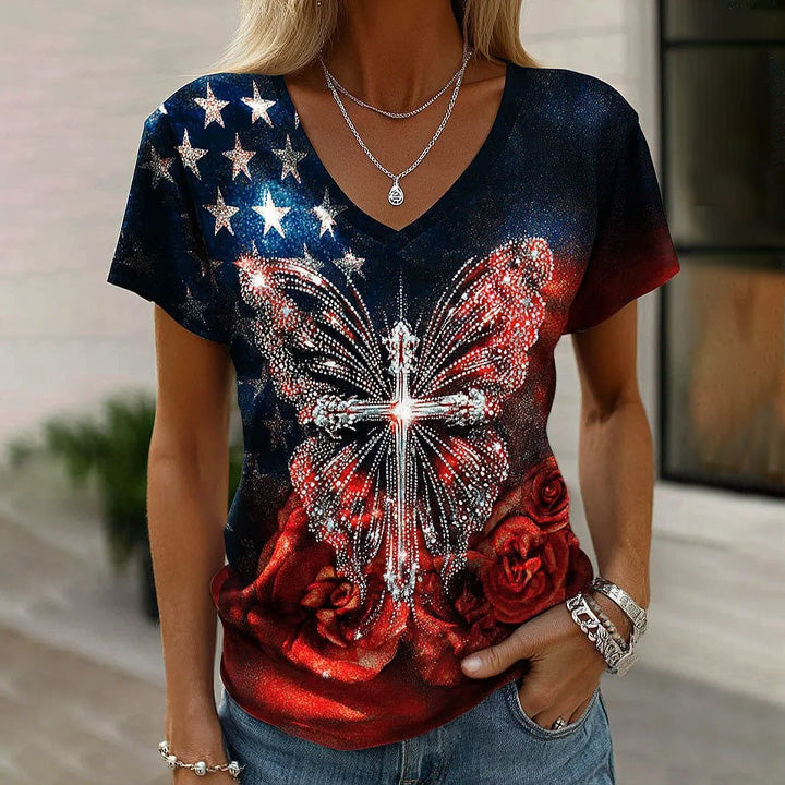 Women's Vintage Faith American Founding 250th Anniversary Short-Sleeved T-Shirt