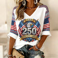 Women's America's 250th Anniversary Print Casual V-Neck 3/4 Sleeve