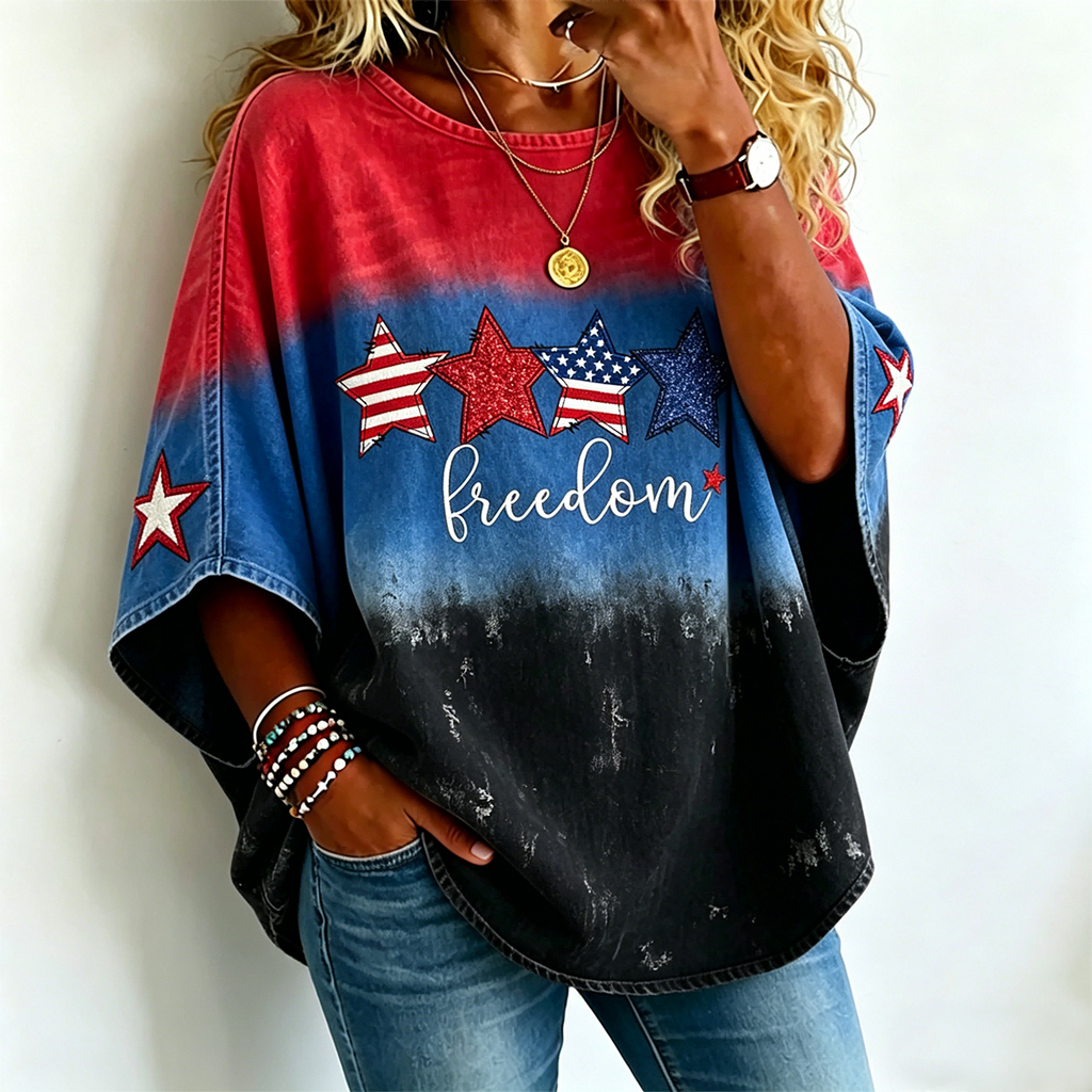Women's USA 250th Anniversary - Freedom Stars Art Print T-Shirt