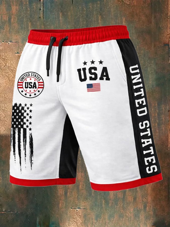 Men's 250th Anniversary National Flag Print Casual Shorts