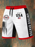Men's 250th Anniversary National Flag Print Casual Shorts