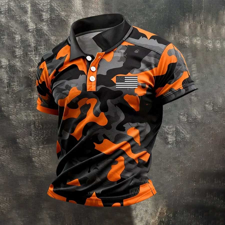 Men's Retro Patriot Camouflage Patchwork T-shirt