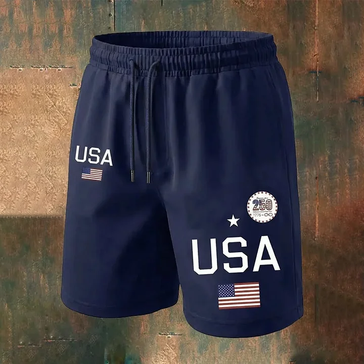 Men's 250th Anniversary National Flag Print Casual Shorts