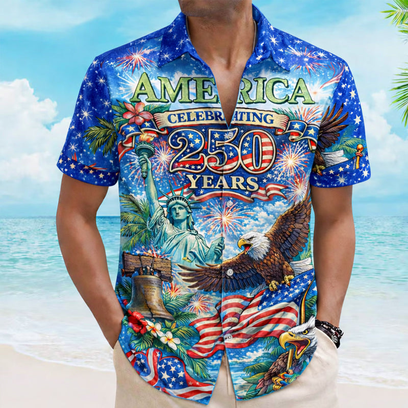 US 250th Anniversary Printed Casual Hawaiian Shirt