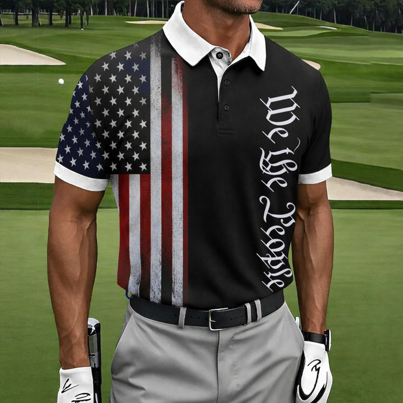 US 250th Anniversary Print Men's Polo Shirt