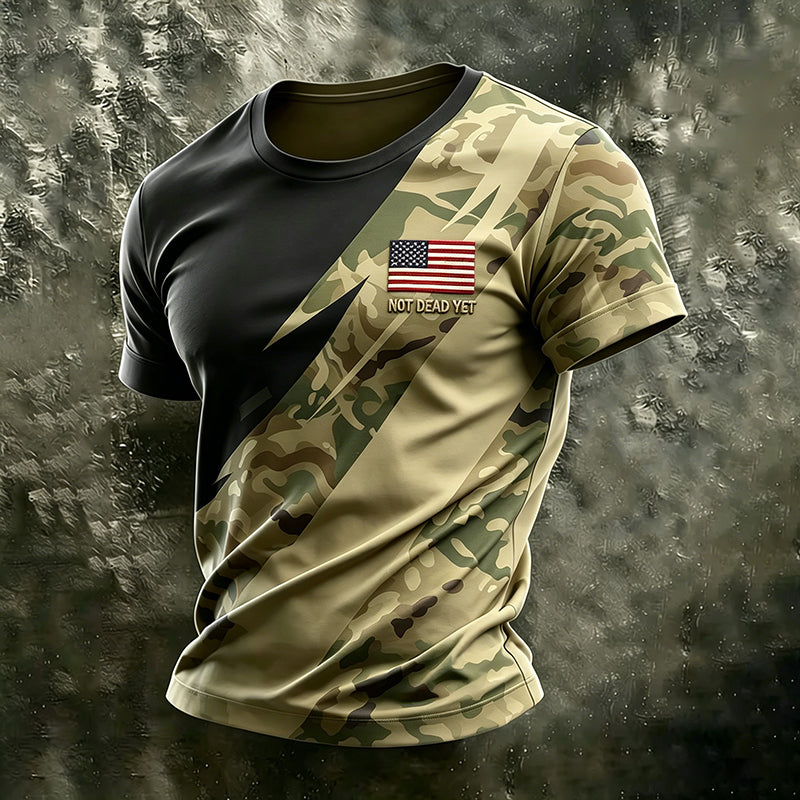 Retro Funny Old Man Camouflage Art Print Men's Casual T-Shirt