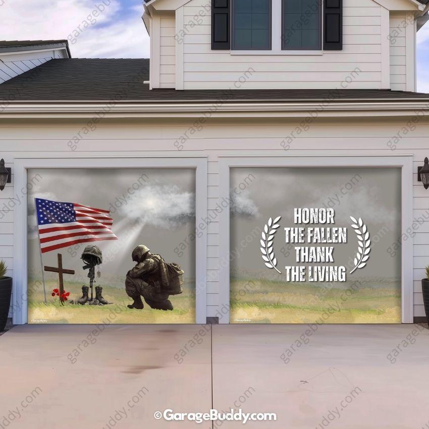 Honor The Fallen | Patriotic Veterans Garage Door Cover
