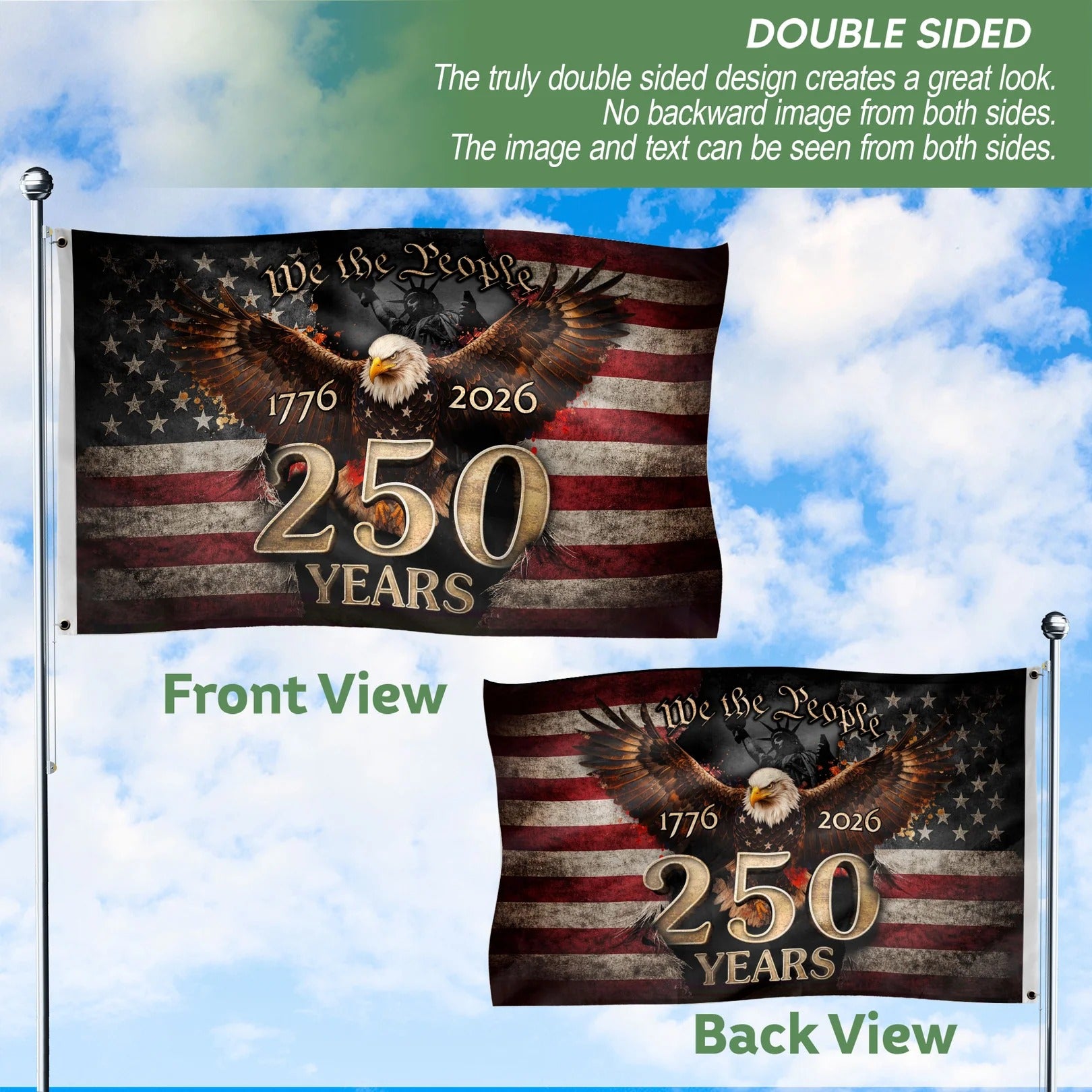 We The People 250 Years Flag 1776¨C2026 ¨C Eagle Patriotic American D¨¦co
