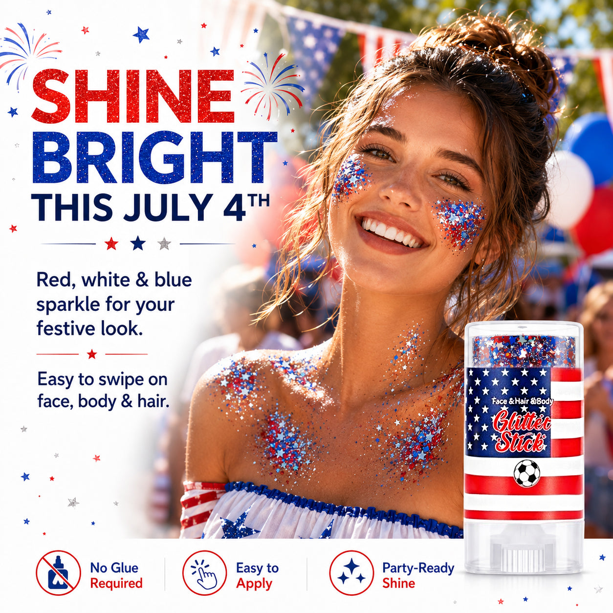 🔥50% OFF 🔥 2026 Independence Day Glitter Stick – Red, White & Blue Sparkle 🎆