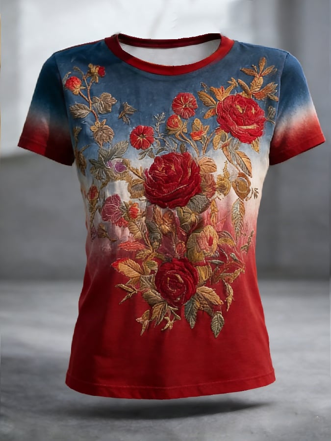 Women's Casual American 250th Anniversary Print T-shirt