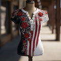Women's 250th Anniversary Printed Henley Shirt