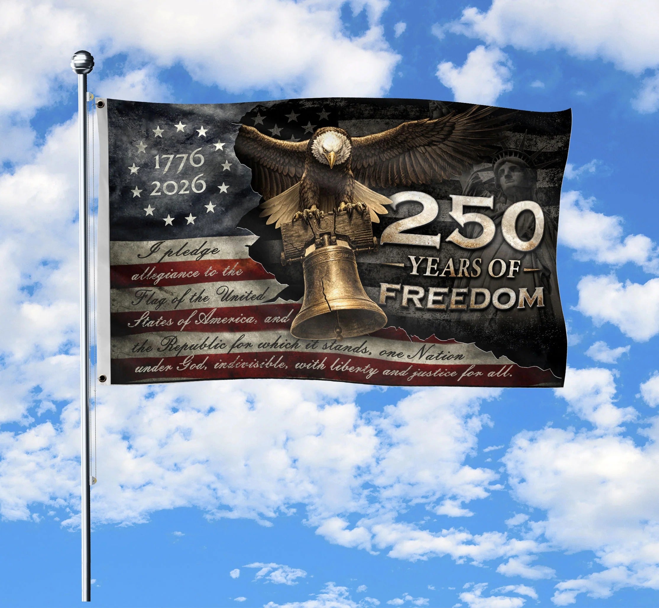 250 Years of Freedom Double-Sided House Flag 1776¨C2026 ¨C Patriotic Ame