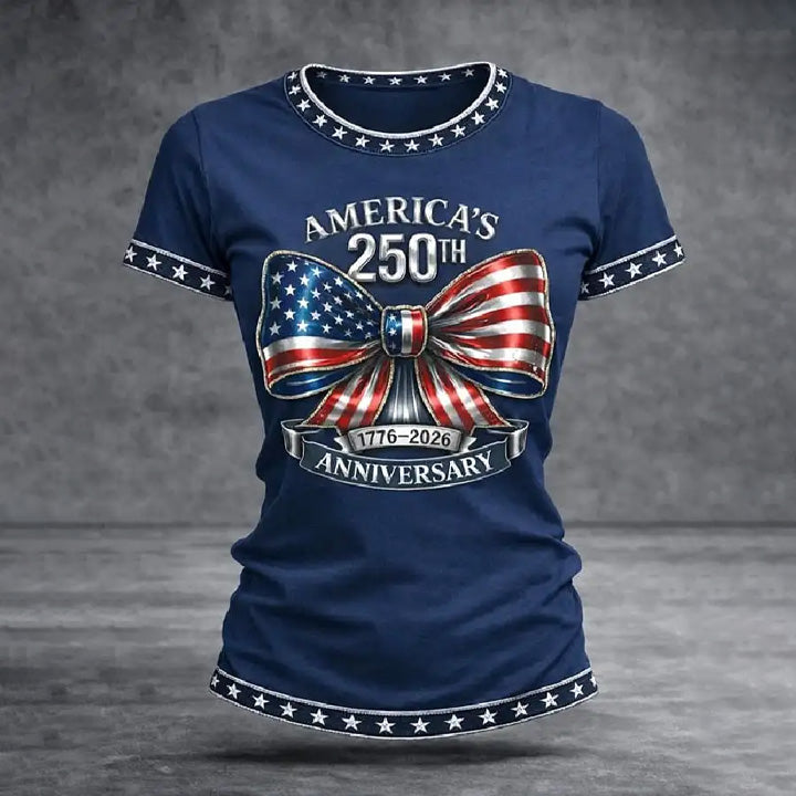 Women's Casual American 250th Anniversary Print T-shirt
