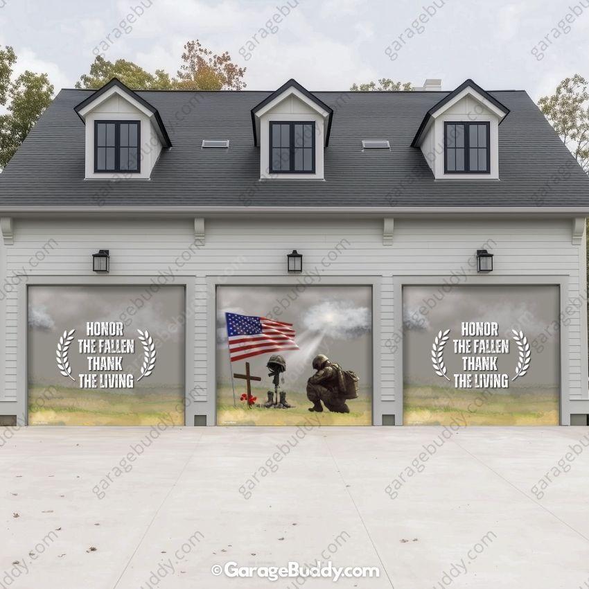 Honor The Fallen | Patriotic Veterans Garage Door Cover