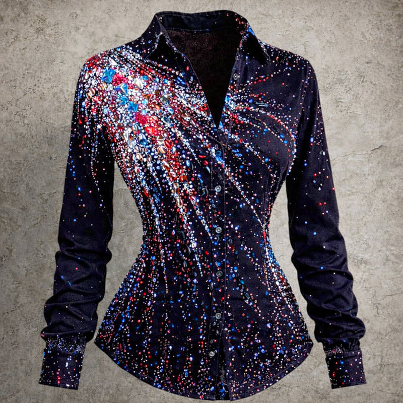 Women's 250th Anniversary Sequin Art Print Casual Shirt