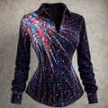 Women's 250th Anniversary Sequin Art Print Casual Shirt