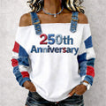 Women's US 250th Anniversary Art Prin sleeveless denim shirt
