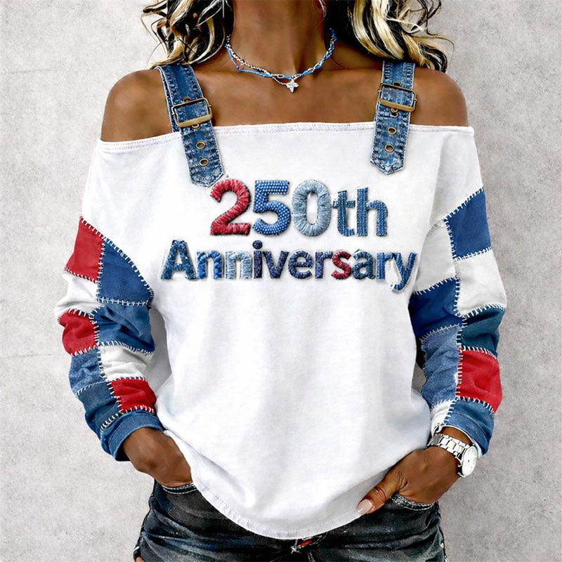 Women's US 250th Anniversary Art Prin sleeveless denim shirt