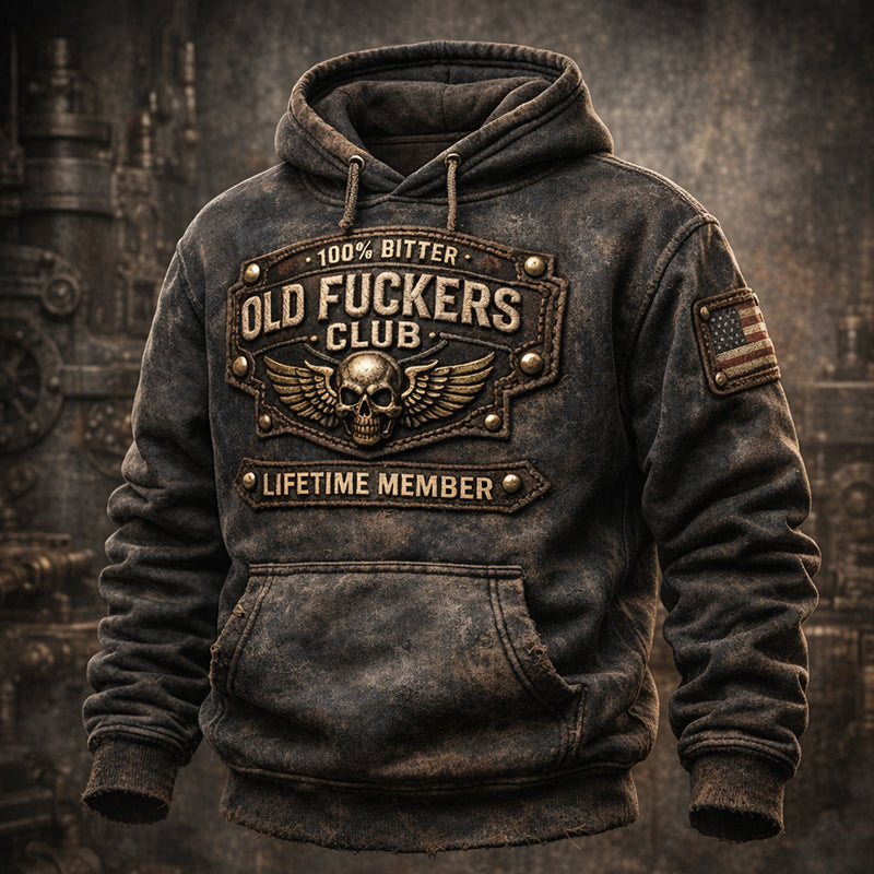 Vintage "Old Fuckers Club" Casual Hoodie
