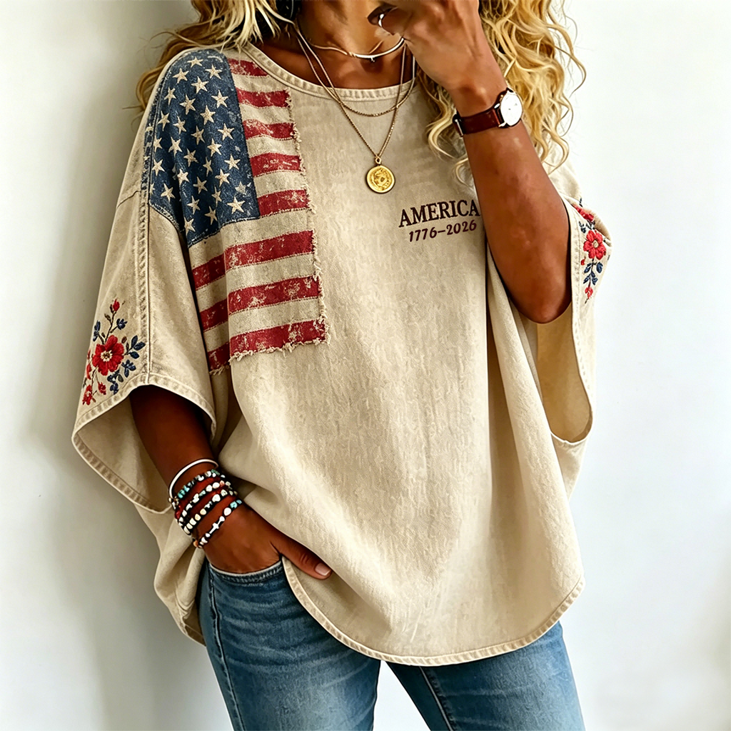 Women's USA 250th Anniversary - American Flag Patch Art Print T-Shirt