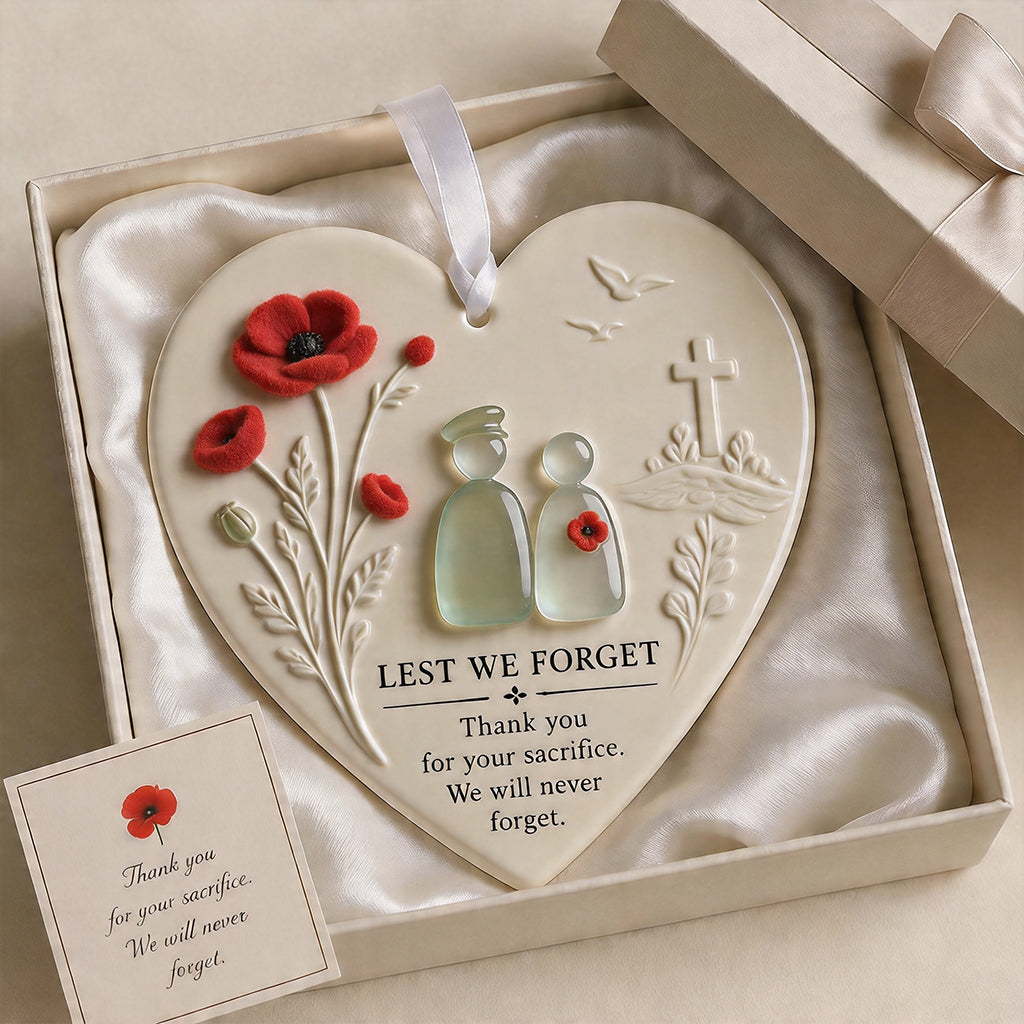 Lest We Forget Memorial Heart Ornament
