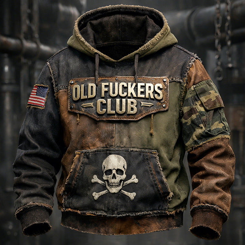 Vintage "Old Fuckers Club" Casual Hoodie