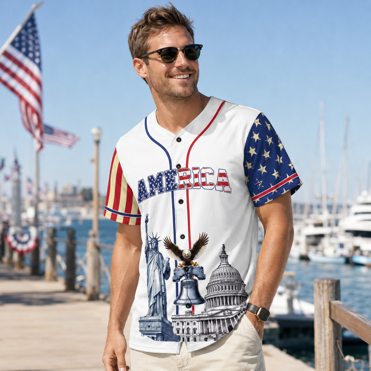 America 250th Anniversary Baseball Jersey Shirt, 1776-2026 Patriotic USA Jersey