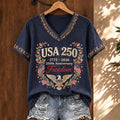 Women’s USA 250 Freedom Emblem V-Neck T-Shirt