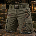 Military Style USA Flag Camo Cargo Shorts