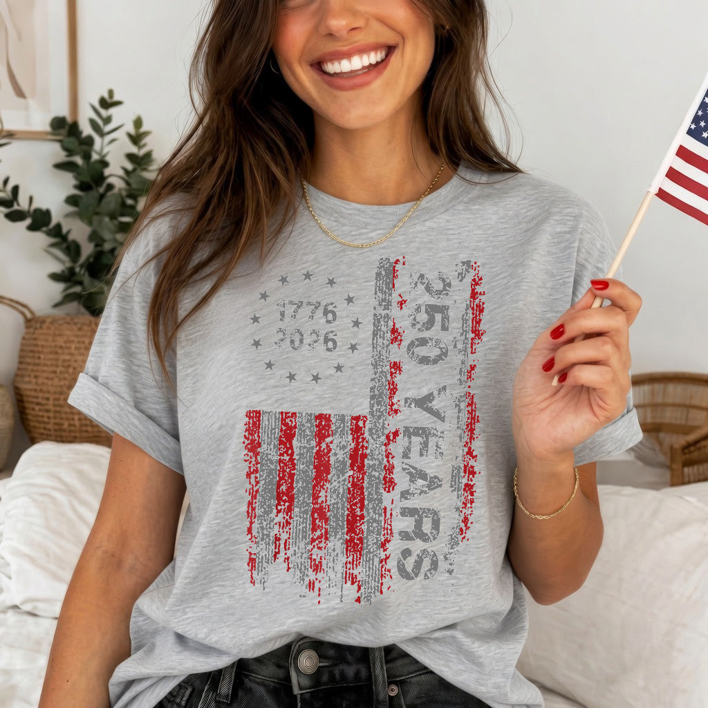 America's 250th Anniversary Patriotic Flag - 1776-2026 Grunge Style Unisex Shirt