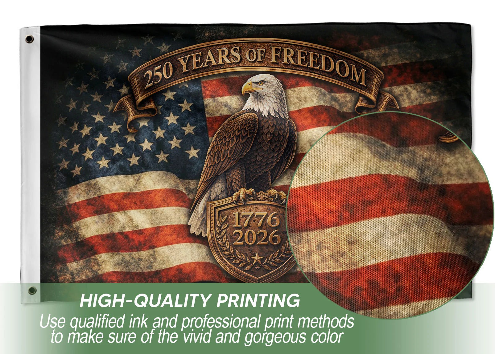 USA 250 Years of Freedom Flag 1776¨C2026 ¨C Patriotic Eagle American Ann
