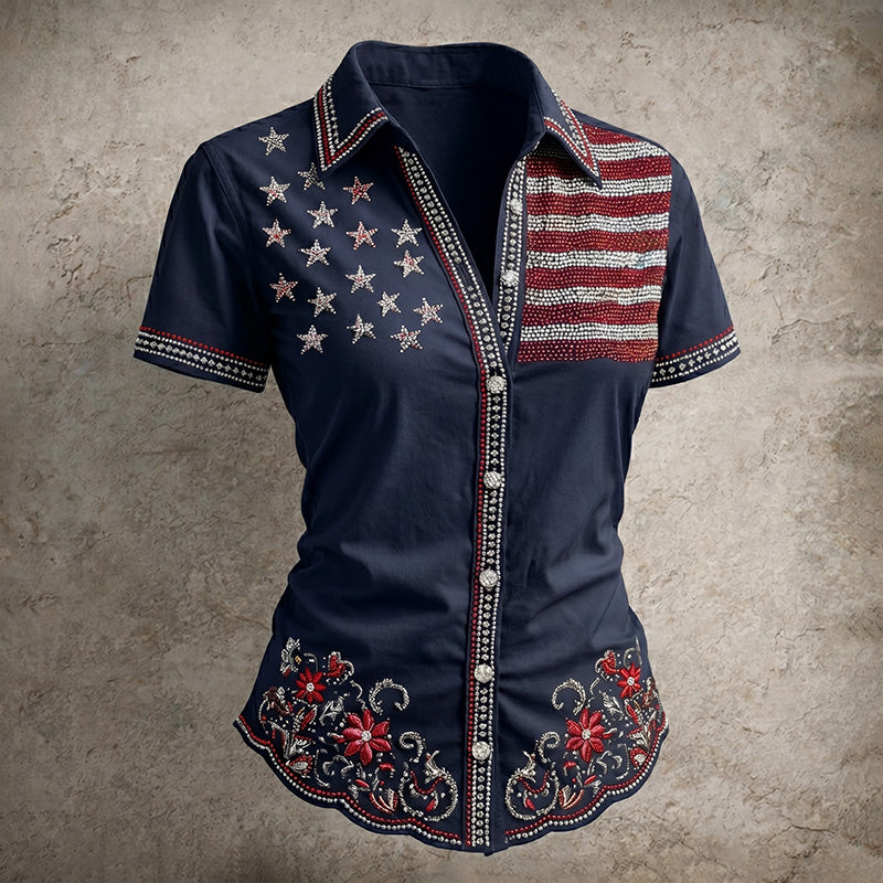Women's US 250th Anniversary Art Print Casual Shirt