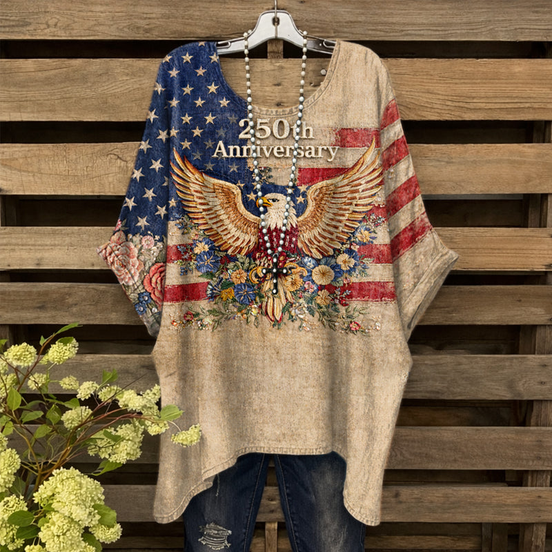 Women's Country Style 250th Anniversary Print Casual Top