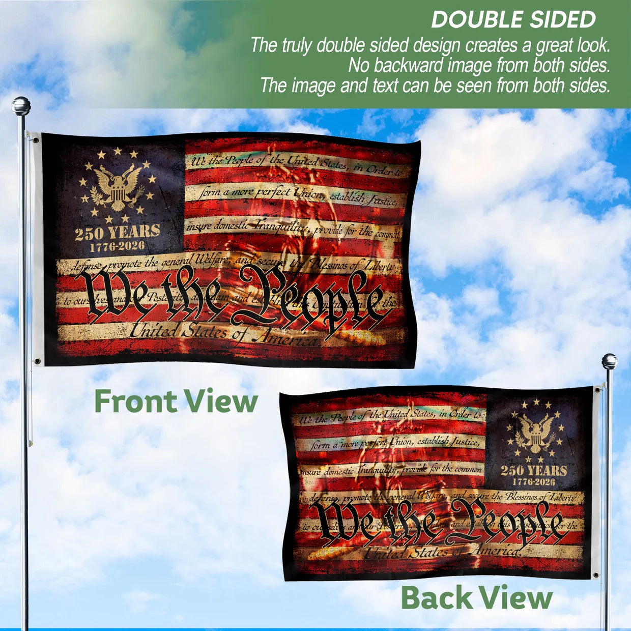 We The People House Flag ¨C Double-Sided Patriotic D¨¦cor Celebrating