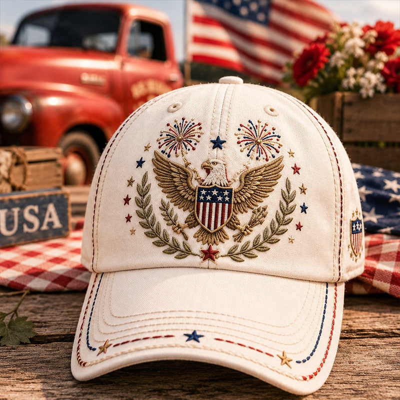 America 250th Anniversary Bald Eagle Emblem Baseball Cap