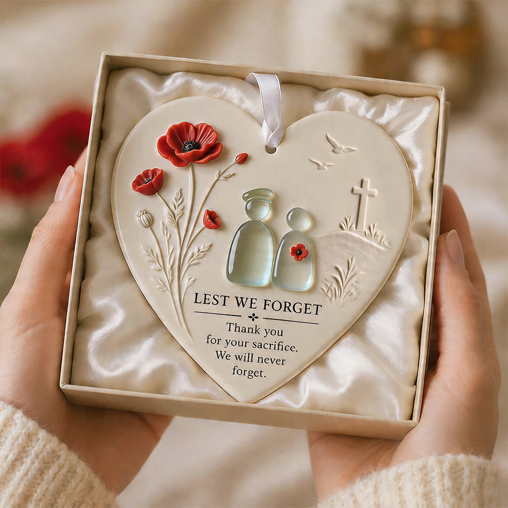 Lest We Forget Memorial Heart Ornament
