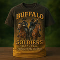 Men's Western Retro Buffalo Cavalry Print Casual T-Shirt