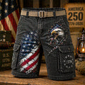 USA 250th Anniversary Eagle & American Flag Print Shorts