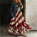 US 250th Anniversary Floral Art Print Casual Dress