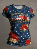 American 250th Anniversary of Patriotism Vintage Print Women's Short-Sleeve T-Shirt