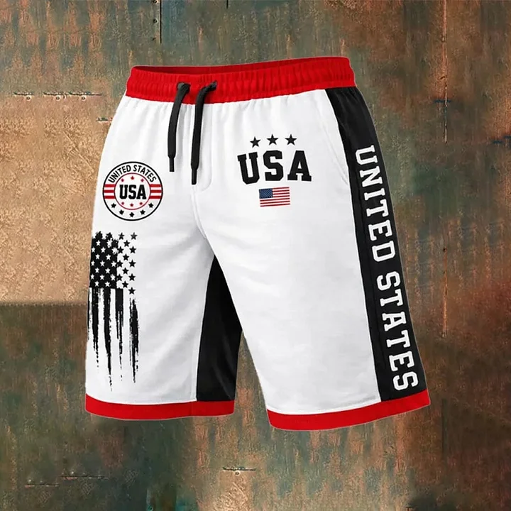 Men's 250th Anniversary National Flag Print Casual Shorts