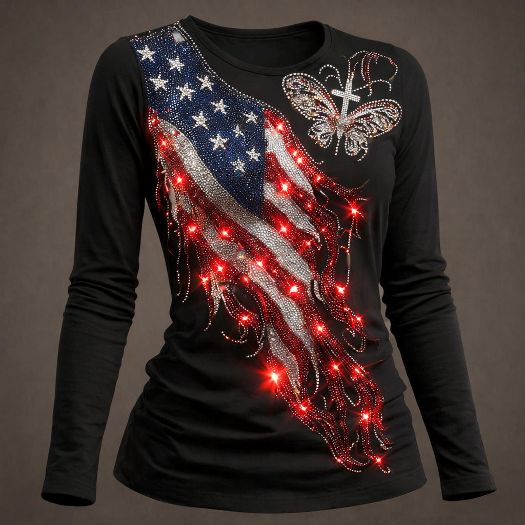 America 250th Anniversary Print Long-Sleeved T-Shirt