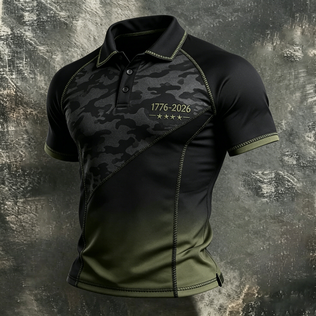 Men's Vintage 1776-2026 Camo Fashion Polo Shirt for 250th Independence Celebration