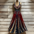 Women's Independence Day Inspired Glitter Art Maxi Dress