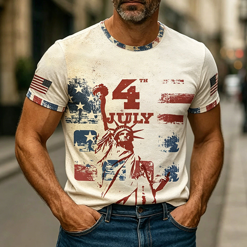 US 250th Anniversary Freedom Print Men's Casual T-Shirt